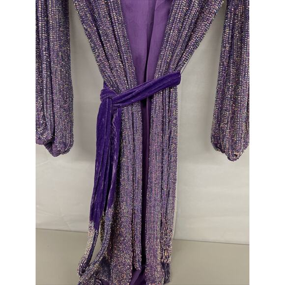 NEW NWT $615 Retrofete Audrey Midi Dress Sz Medium Wrap Iridescent Sequin Belt - Picture 10 of 10